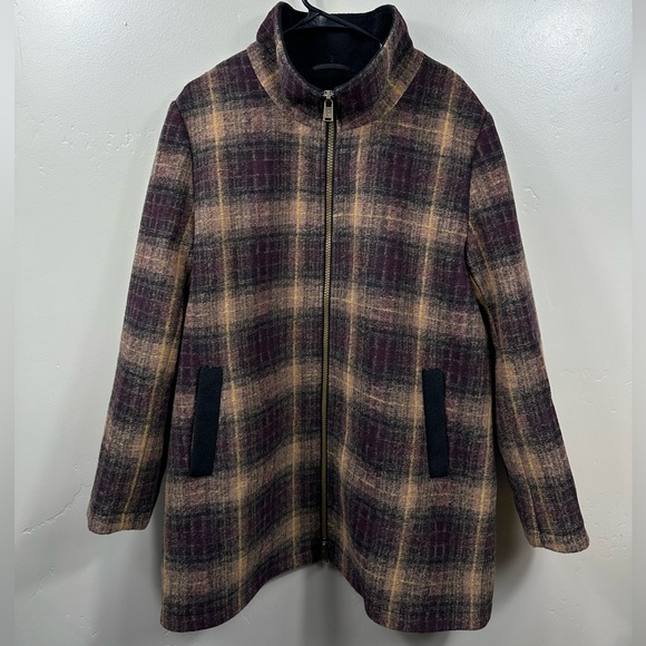 Pendleton Women’s Wool Coat Brown and Maroon Plaid Size XL - Picture 3 of 9